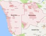 Malaria Infektionsgebiete im Süden Afrikas - In Namibia, Botswana und Südafrika muss vermehrt mit Malaria-Infektionen gerechnet werden. © Google