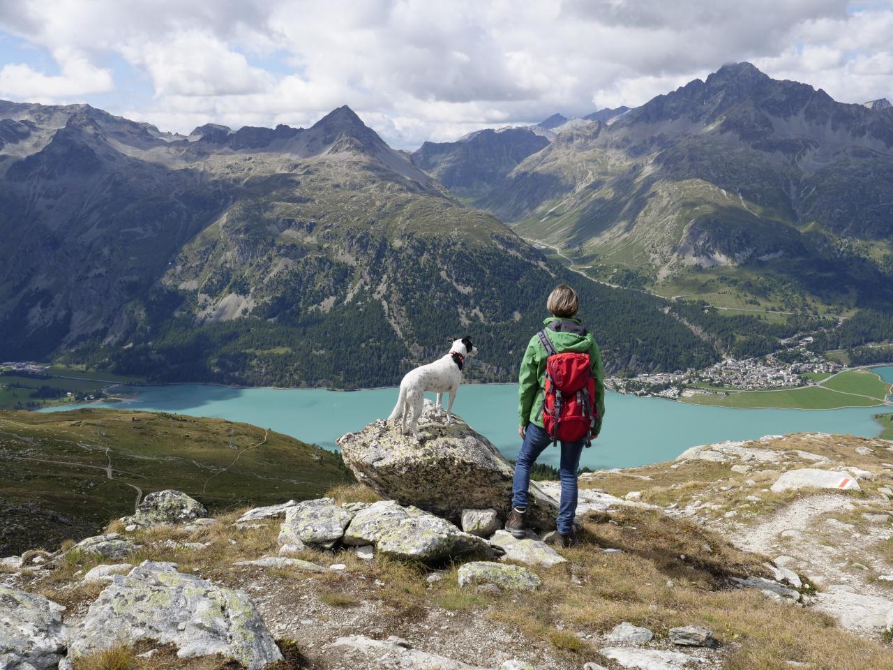 Hund+Wandern+Berge+See