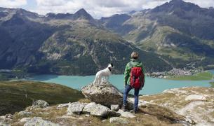 Hund+Wandern+Berge+See