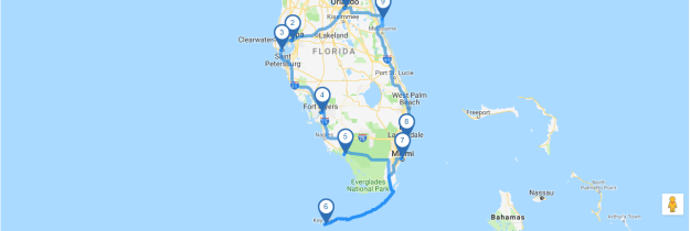 Map Rundreise Florida I