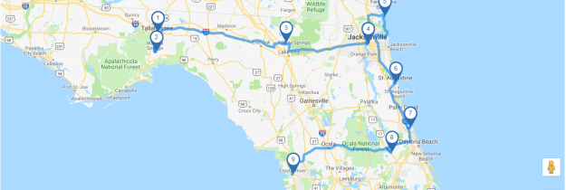 Map Rundreise Florida II