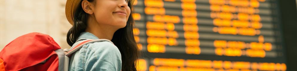 Flughafen-Tafel-Mädchen-Emotion